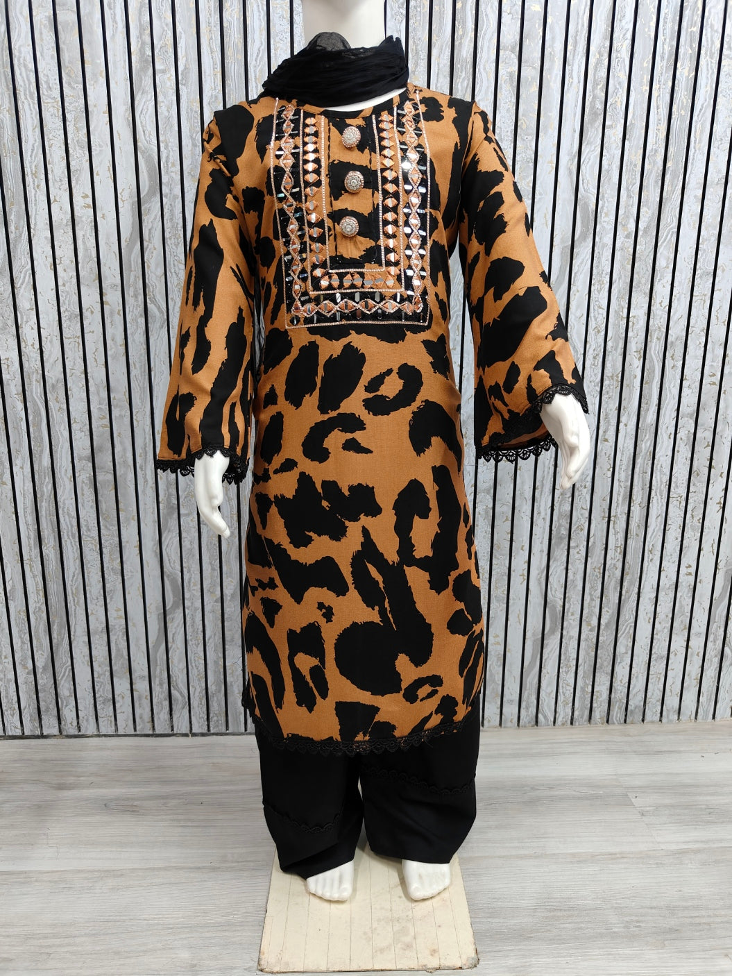 ✨ Kids’ Designer Indian Co-Ord Dress Set | Brown Stylish Party Wear for Girls (Age 3–12 Years)