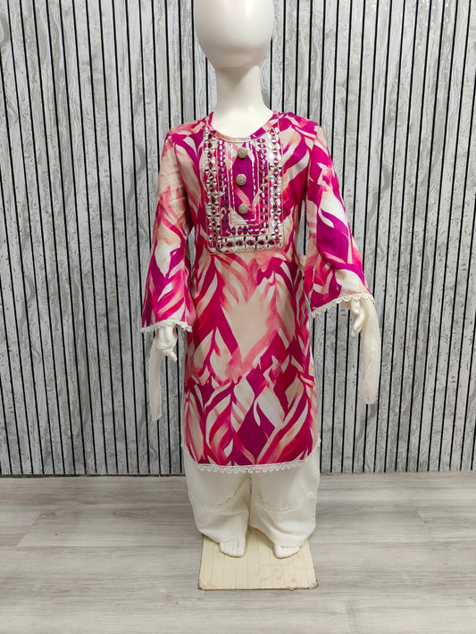 ✨ Kids’ Designer Indian Co-ord Dress Set | Pink Stylish Party Wear for Girls (Age 3–12 Years)