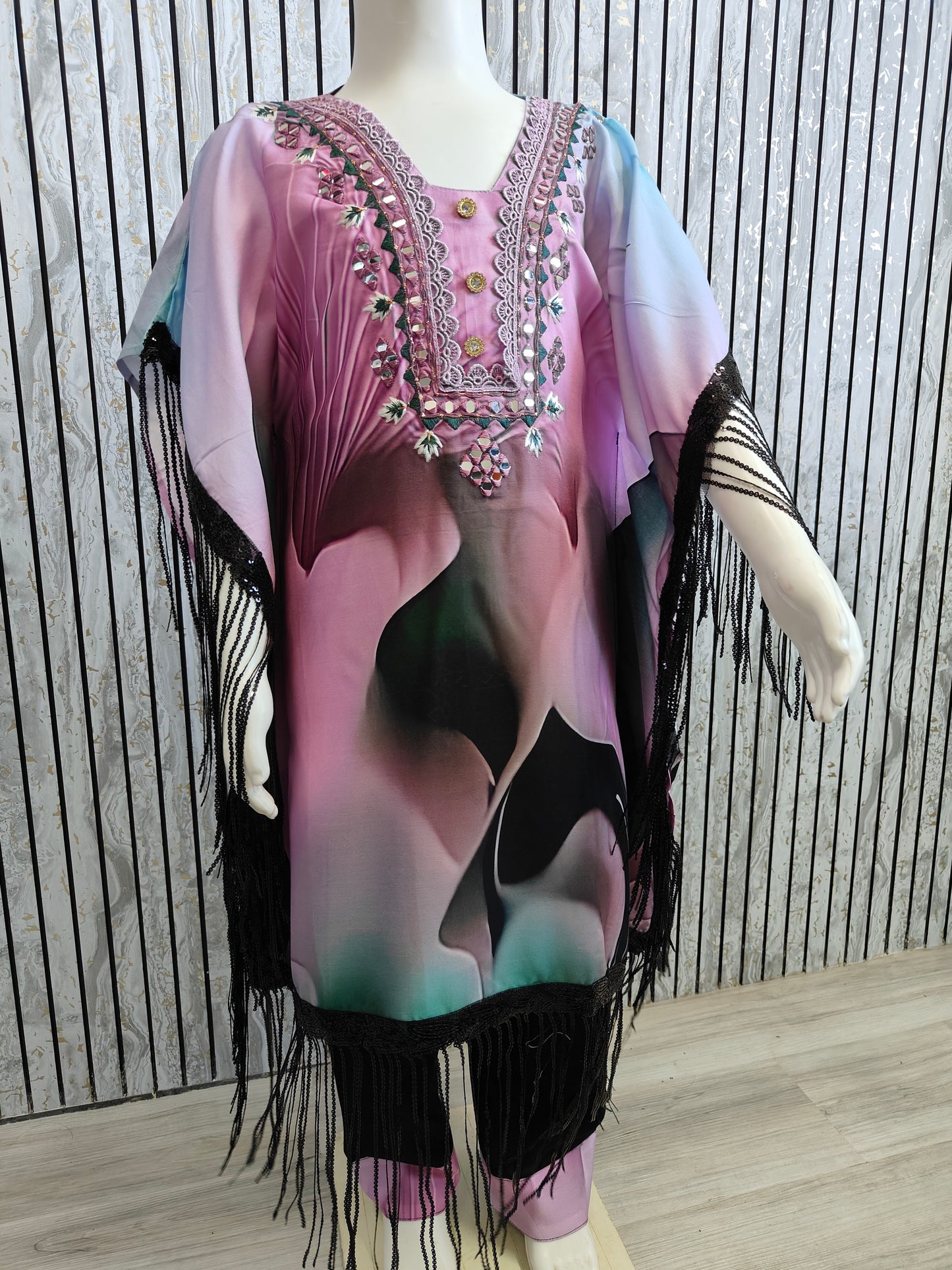 Girls' Ethnic Kaftan Co-Ord Set with tassels | Digital Print & Tie-Dye Styles | Sizes 22-32 (3–13 Years)