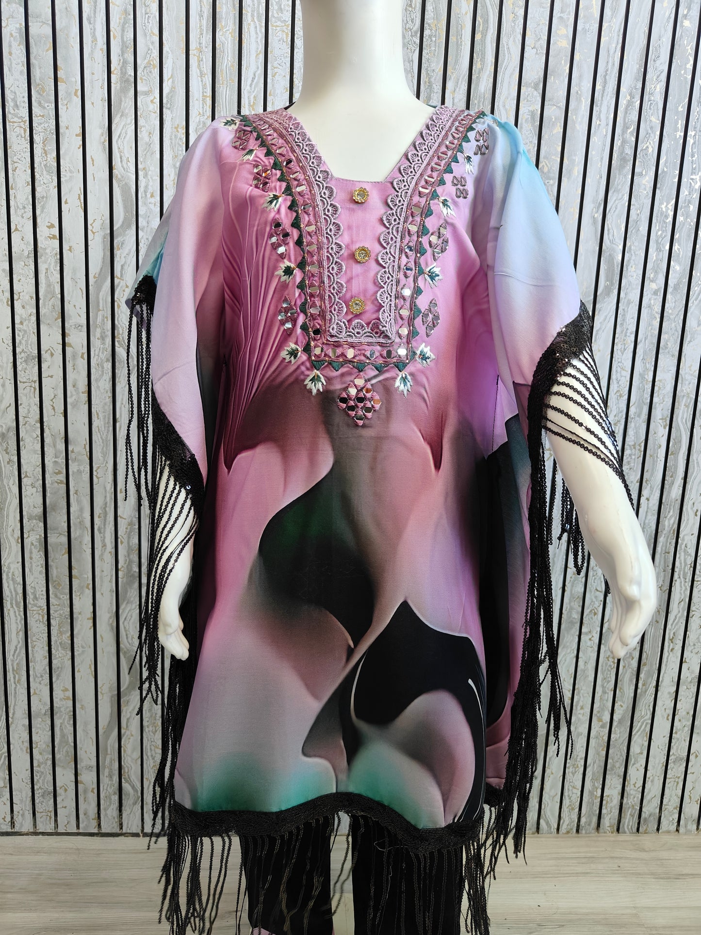 Girls' Ethnic Kaftan Co-Ord Set with tassels | Digital Print & Tie-Dye Styles | Sizes 22-32 (3–13 Years)
