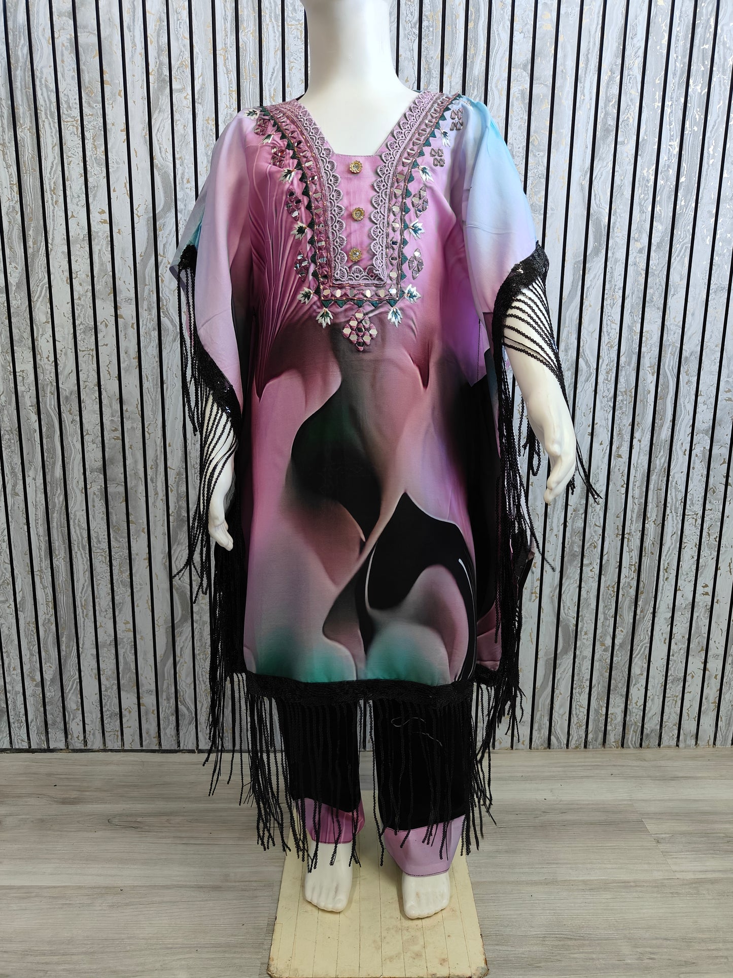 Girls' Ethnic Kaftan Co-Ord Set with tassels | Digital Print & Tie-Dye Styles | Sizes 22-32 (3–13 Years)