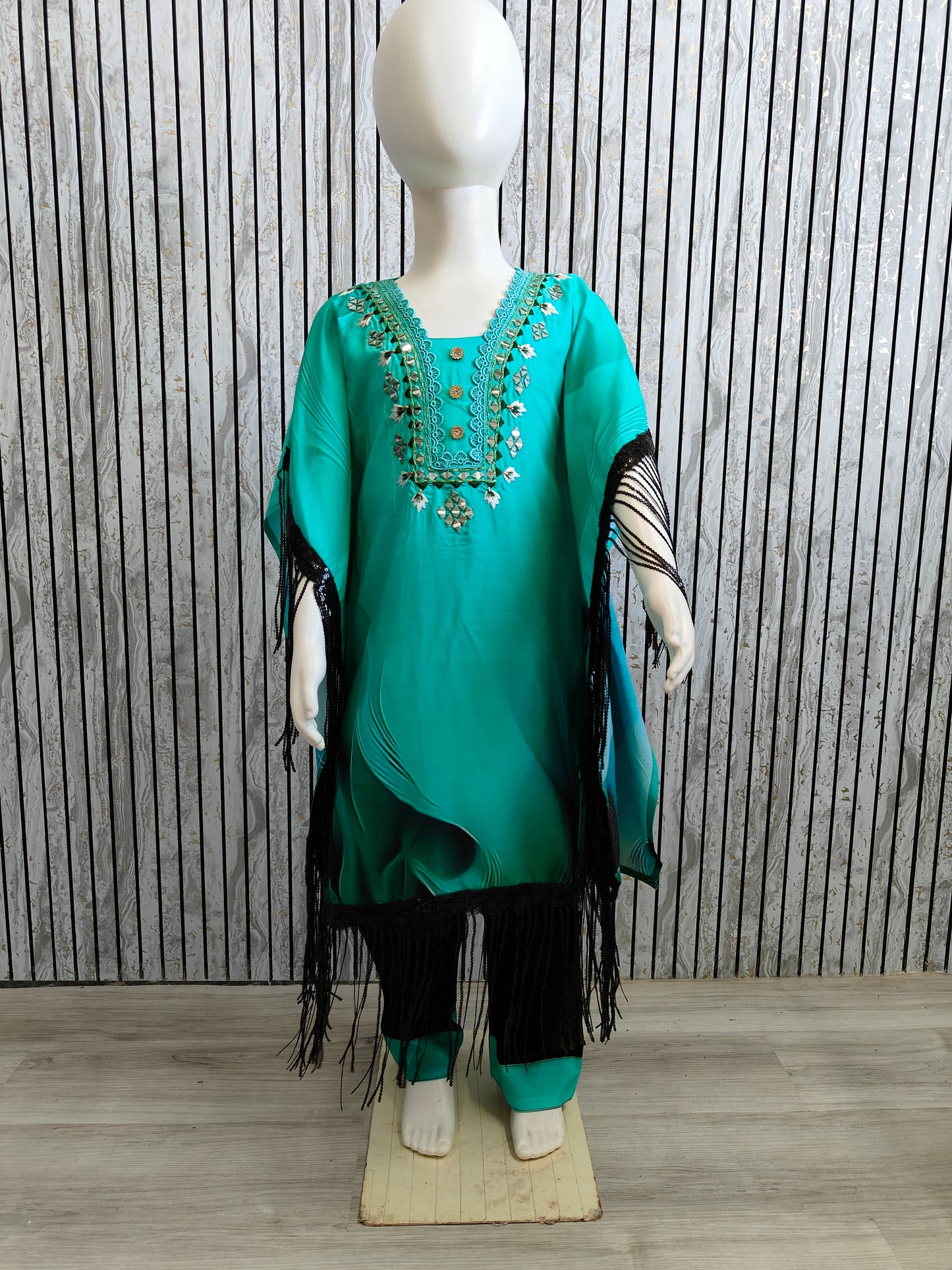 Girls' Ethnic Kaftan Co-Ord Set with tassels | Digital Print & Tie-Dye Styles | Sizes 22-32 (3–13 Years)