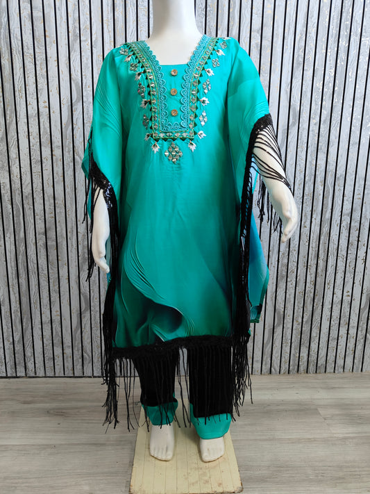Girls' Ethnic Kaftan Co-Ord Set with tassels | Digital Print & Tie-Dye Styles | Sizes 22-32 (3–13 Years)
