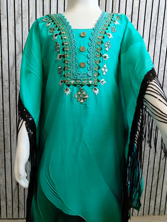 Girls' Ethnic Kaftan Co-Ord Set with tassels | Digital Print & Tie-Dye Styles | Sizes 22-32 (3–13 Years)