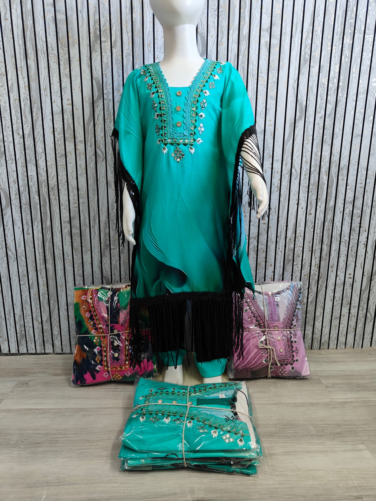 Girls' Ethnic Kaftan Co-Ord Set with tassels | Digital Print & Tie-Dye Styles | Sizes 22-32 (3–13 Years)