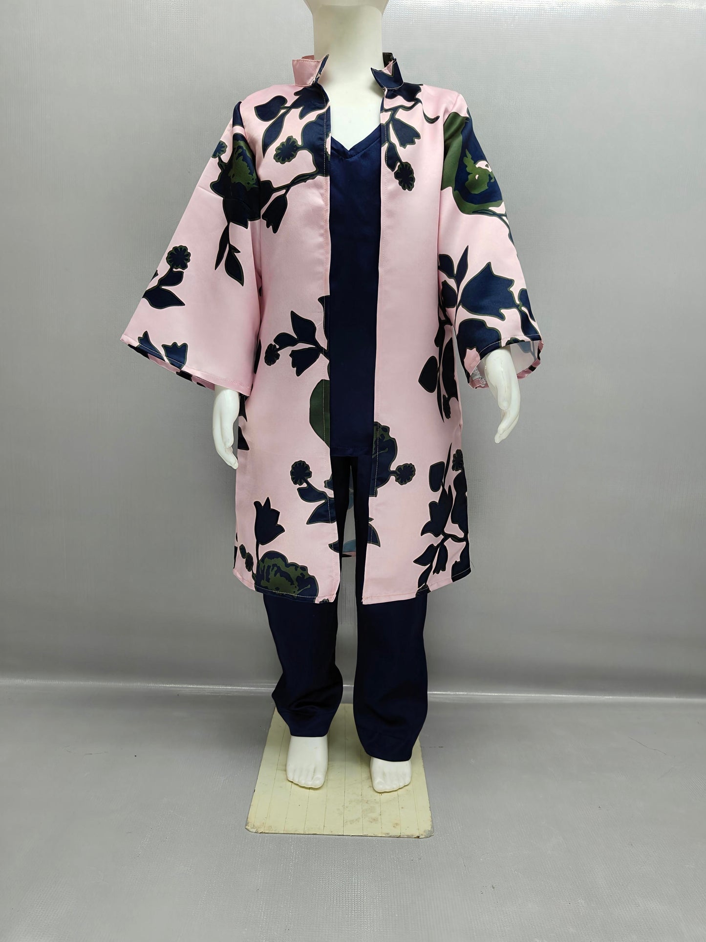 Elegant Bloom 3-Piece Satin Co-Ord Set for Girls (Detachable Jacket)