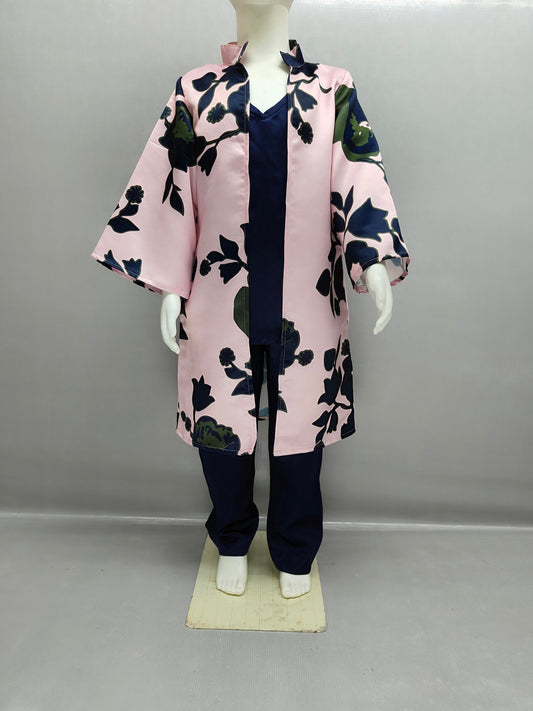 Elegant Bloom 3-Piece Satin Co-Ord Set for Girls (Detachable Jacket)