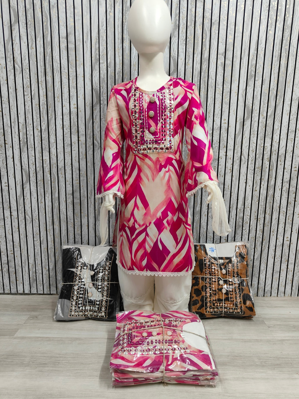 ✨ Kids’ Designer Indian Co-ord Dress Set | Pink Stylish Party Wear for Girls (Age 3–12 Years)