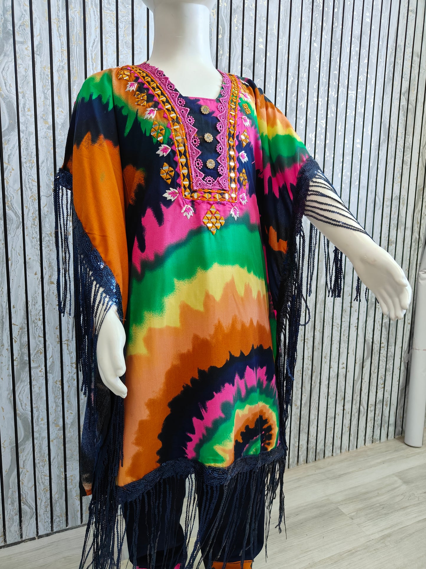 Girls' Ethnic Kaftan Co-Ord Set with tassels | Digital Print & Tie-Dye Styles | Sizes 22-32 (3–13 Years)