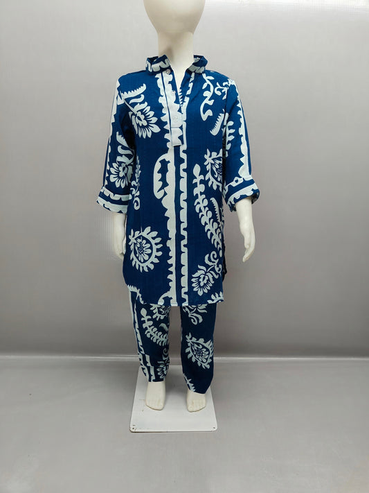Indigo Bloom Co-ord Set for Girl (3–14 Years)
